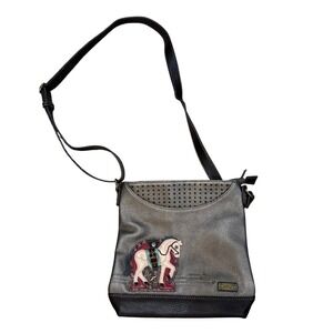 CHALA Horse Crossbody Bag Western Equestrian Metallic Pewter Purse